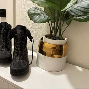 Kids: UGG Black Boots with Gold and White Vase